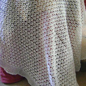 New Hand Crocheted Christening Blanket, Made with 100% Cotton Thread